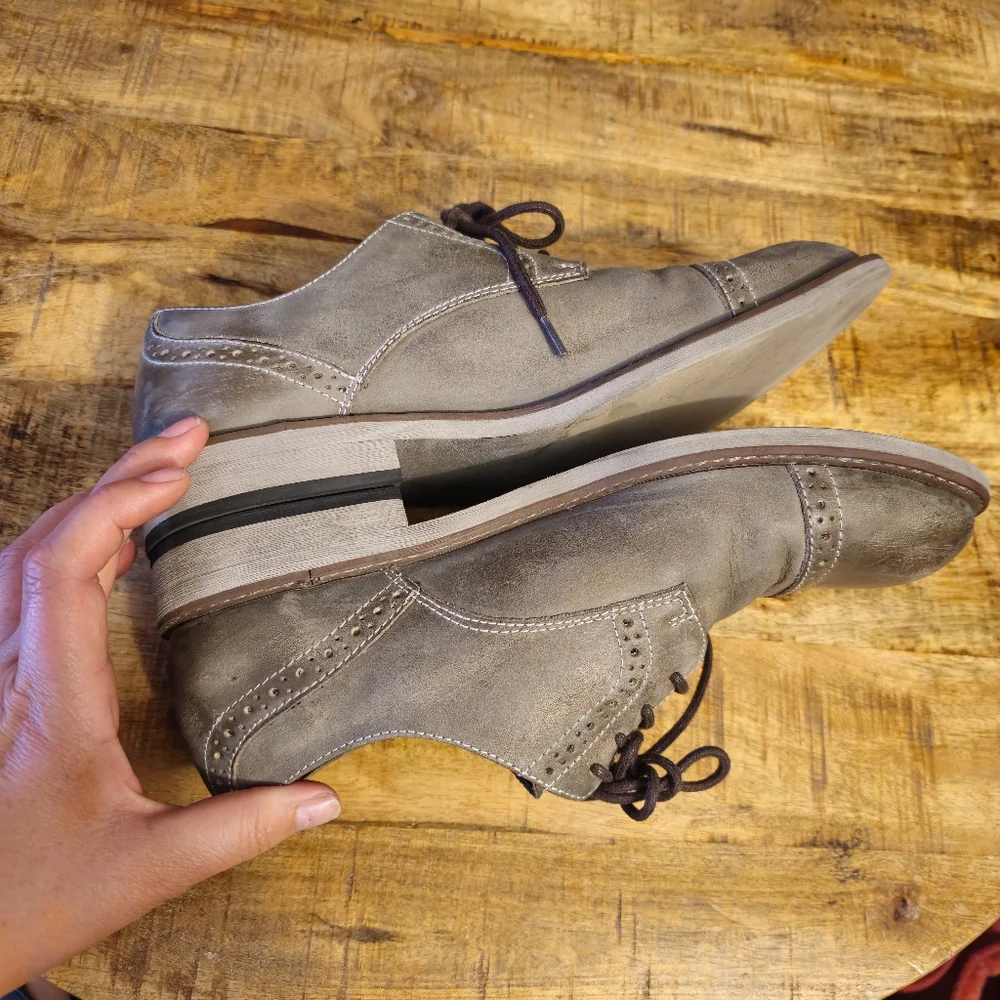 Steve Madden Men's Gray Leather Dress Shoes 